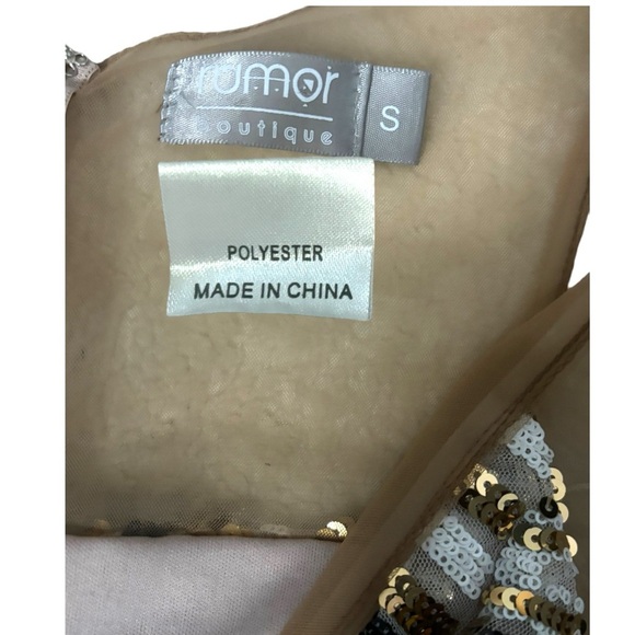 Rumor Boutique Art Deco Cocktail Dress Mini Black Gold Sequins Party Sexy SZ‎ S - Picture 8 of 8